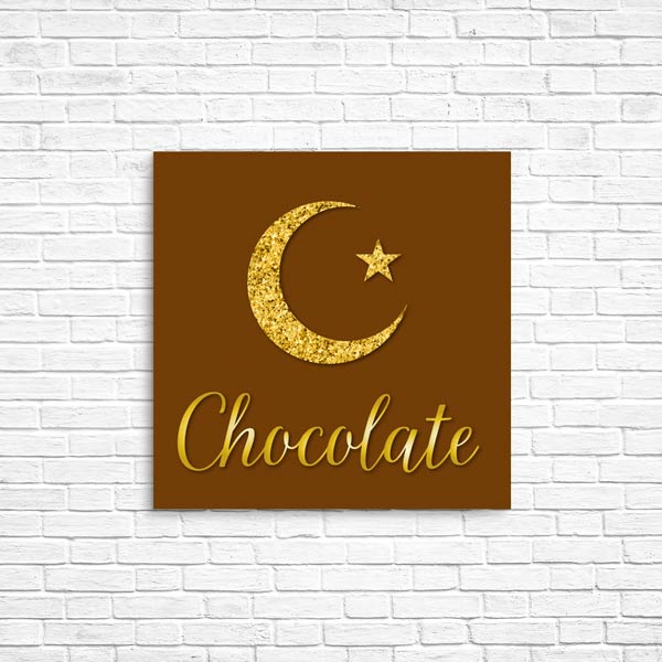 ロゴ121　チョコレート月ゴールド　ディスプレイ