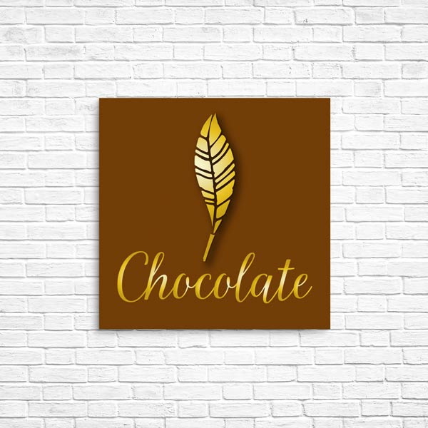 ロゴ119　チョコレート羽ゴールド　ディスプレイ
